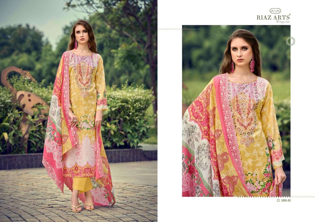 RIAZ ARTS HIMSA LAWN COTTON DIGITAL PRINT WITH HEAVY EMBROIDERED SUIT