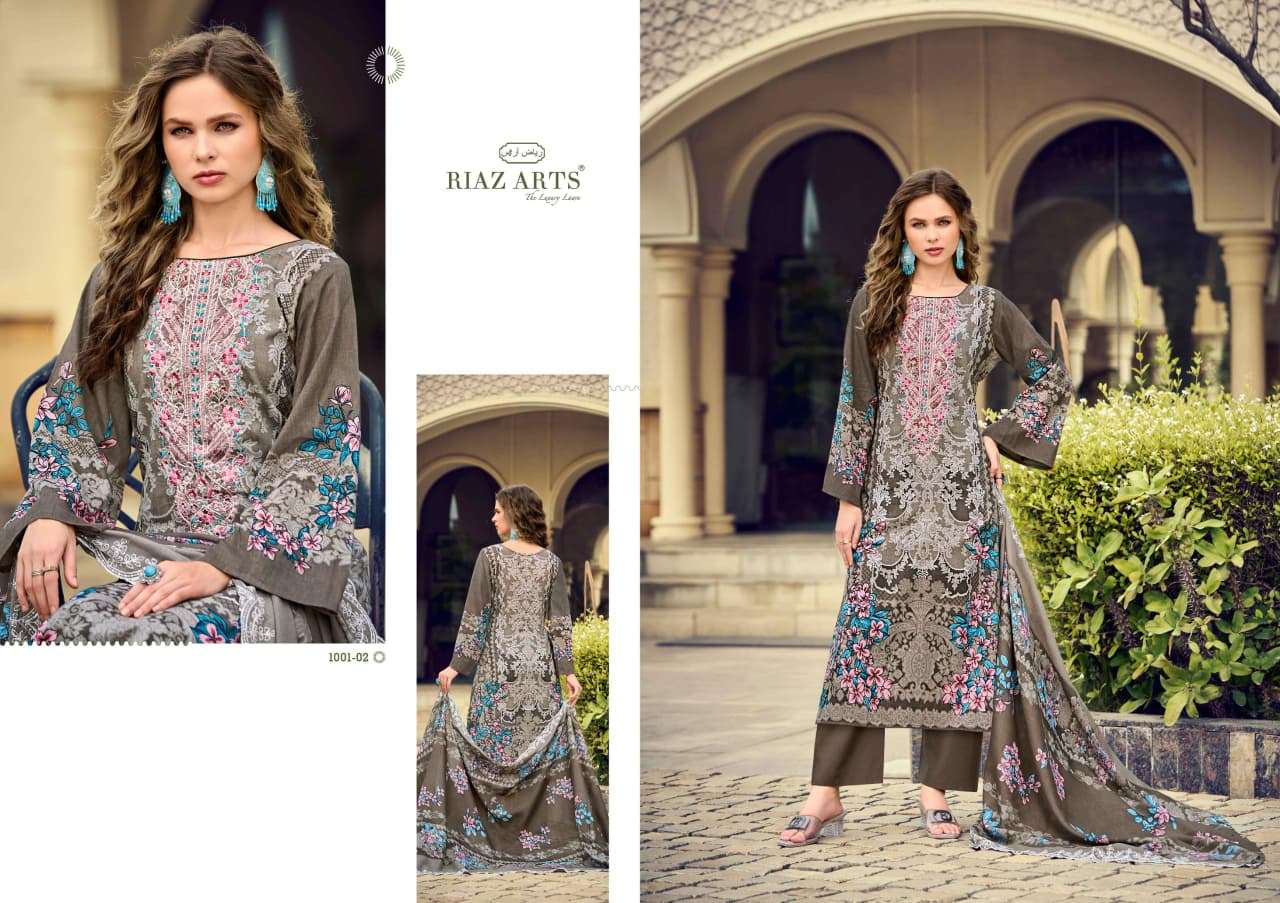 RIAZ ARTS HIMSA LAWN COTTON DIGITAL PRINT WITH HEAVY EMBROIDERED SUIT