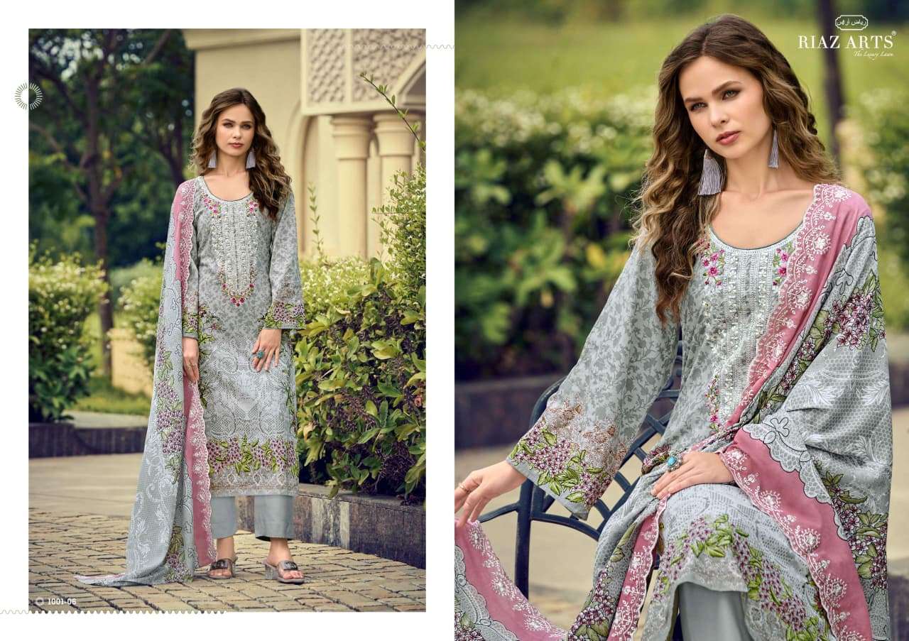 RIAZ ARTS HIMSA LAWN COTTON DIGITAL PRINT WITH HEAVY EMBROIDERED SUIT