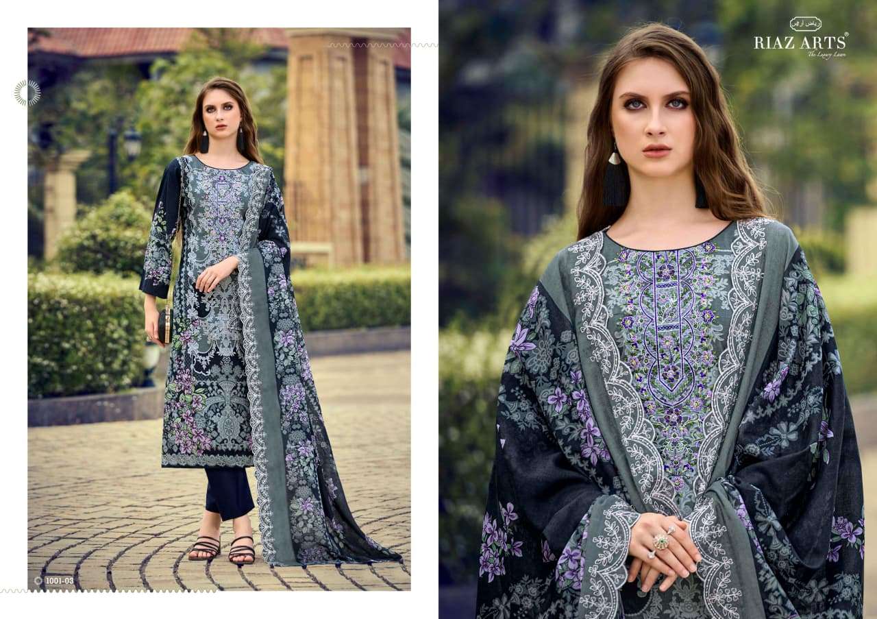 RIAZ ARTS HIMSA LAWN COTTON DIGITAL PRINT WITH HEAVY EMBROIDERED SUIT