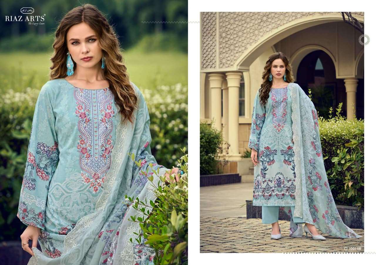 RIAZ ARTS HIMSA LAWN COTTON DIGITAL PRINT WITH HEAVY EMBROIDERED SUIT