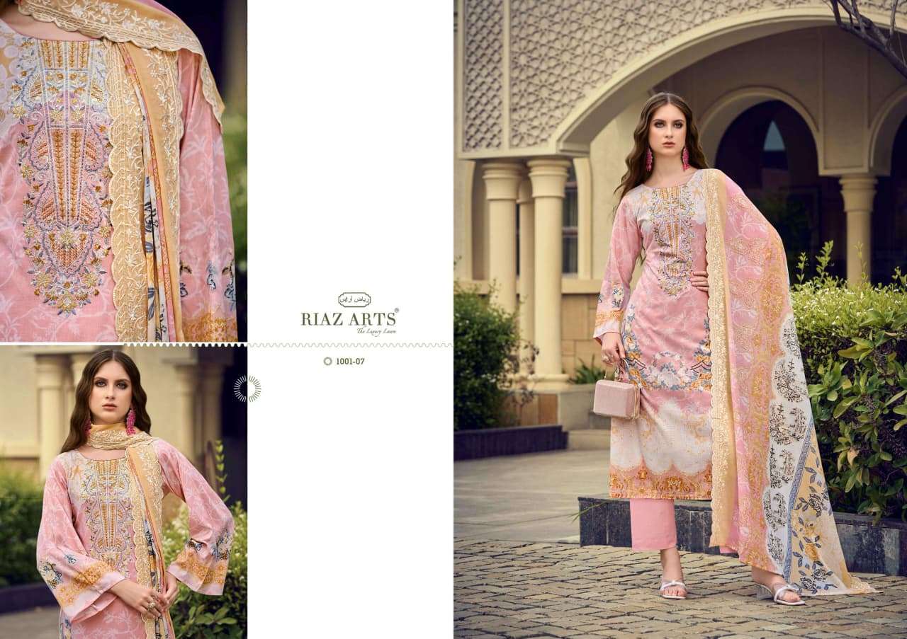 RIAZ ARTS HIMSA LAWN COTTON DIGITAL PRINT WITH HEAVY EMBROIDERED SUIT