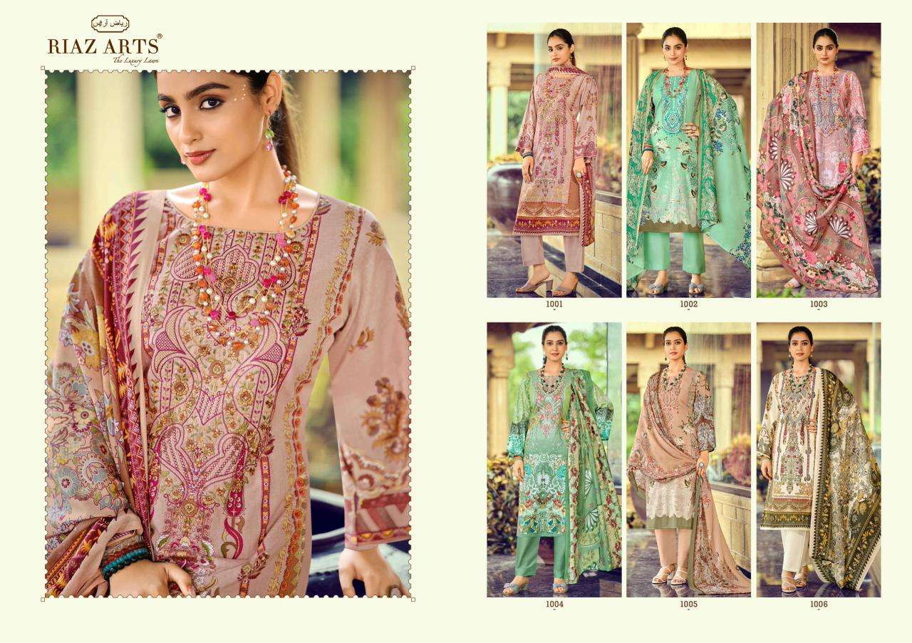 RIAZ ARTS MUSAFIR VOL 36 LAWN COTTON PRINT WITH FANCY WORK SUIT