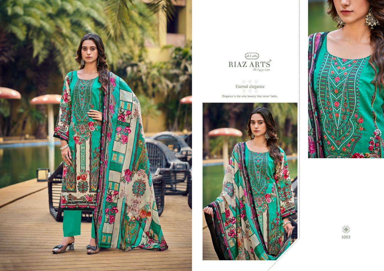RIAZ ARTS MUSAFIR VOL 37 LAWN COTTON PRINT WITH FANCY WORK SUIT