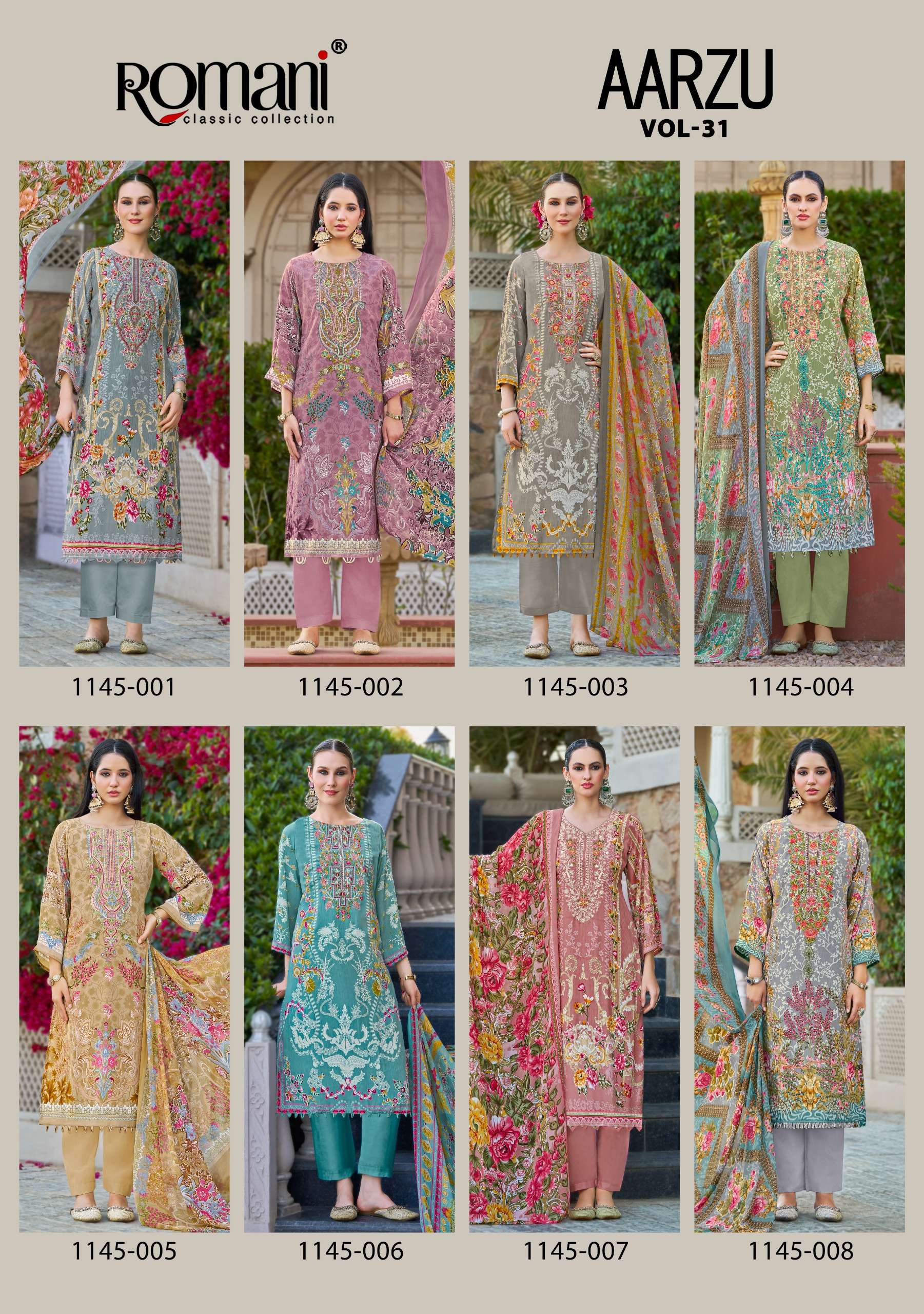 ROMANI AARZU VOL 31 COTTON DIGITAL STYLE PRINT WITH FANCY WORK SUIT