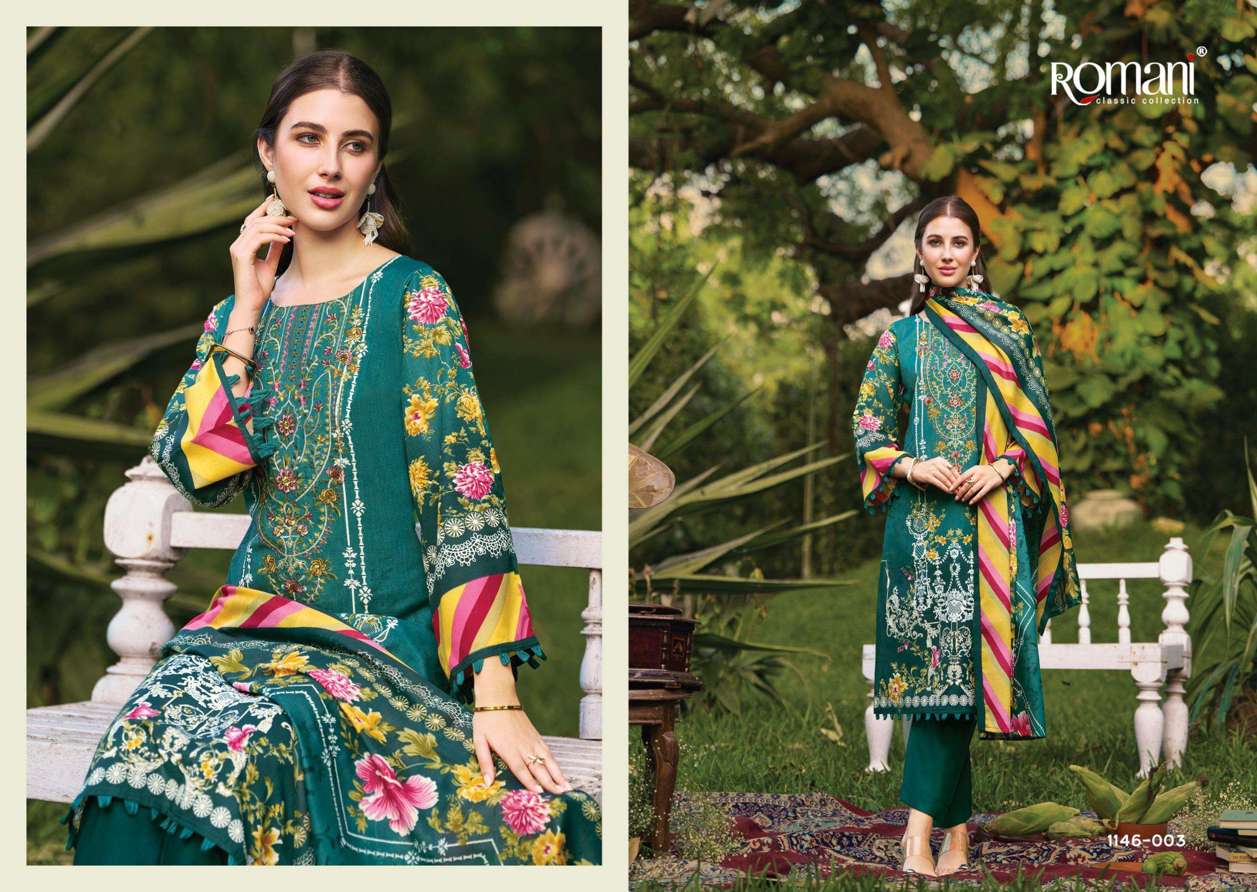 ROMANI NEEDLE WONDER VOL 11 COTTON DIGITAL PRINTS WITH FANCY EMBROIDERY WORK SUIT