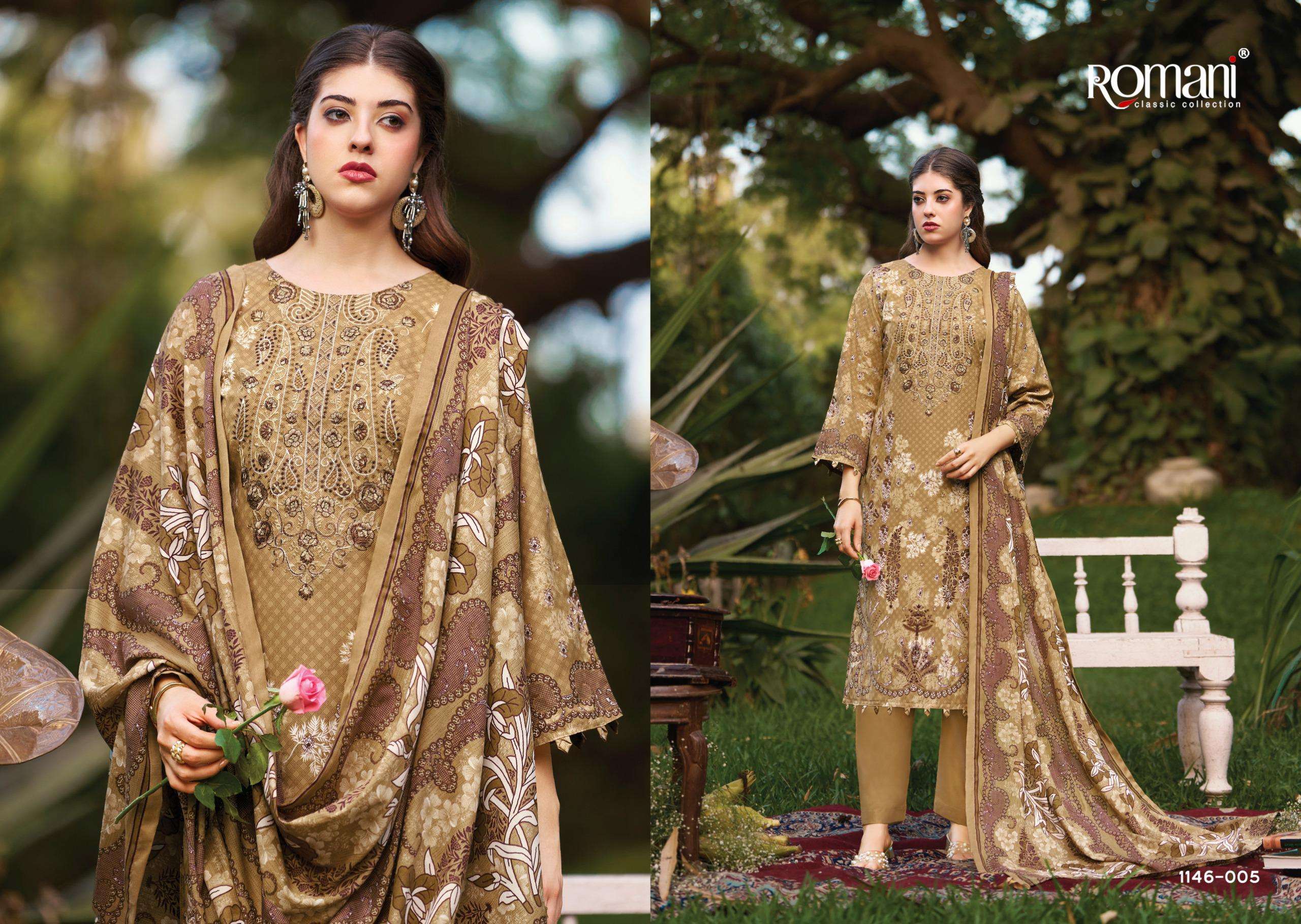 ROMANI NEEDLE WONDER VOL 11 COTTON DIGITAL PRINTS WITH FANCY EMBROIDERY WORK SUIT