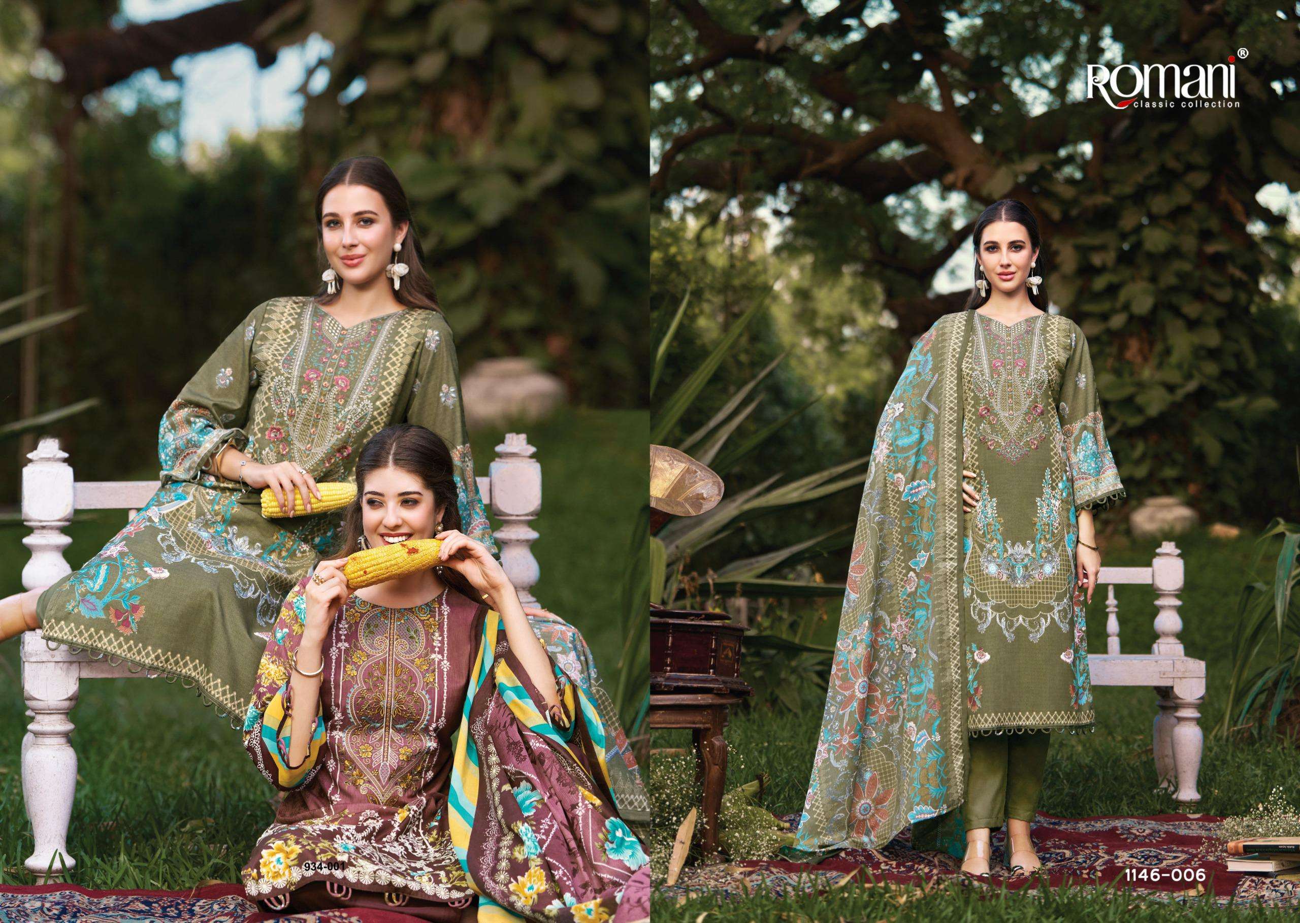 ROMANI NEEDLE WONDER VOL 11 COTTON DIGITAL PRINTS WITH FANCY EMBROIDERY WORK SUIT