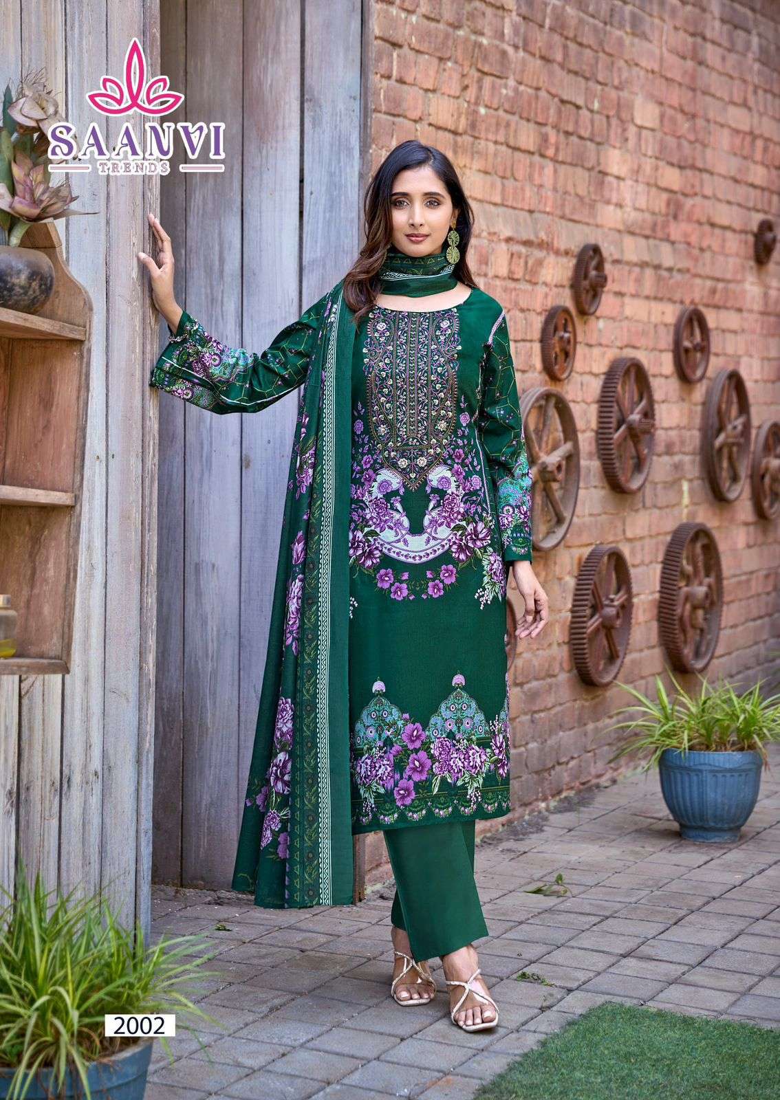 SAANVI TRENDS NUSRAT VOL 2 COTTON PRINTED WITH FANCY EMBROIDERY WORK SUIT