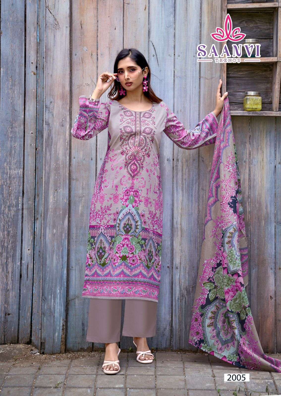 SAANVI TRENDS NUSRAT VOL 2 COTTON PRINTED WITH FANCY EMBROIDERY WORK SUIT