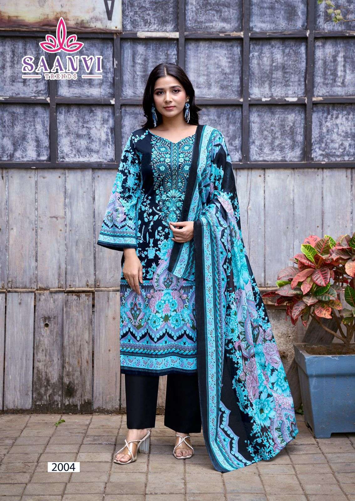 SAANVI TRENDS NUSRAT VOL 2 COTTON PRINTED WITH FANCY EMBROIDERY WORK SUIT