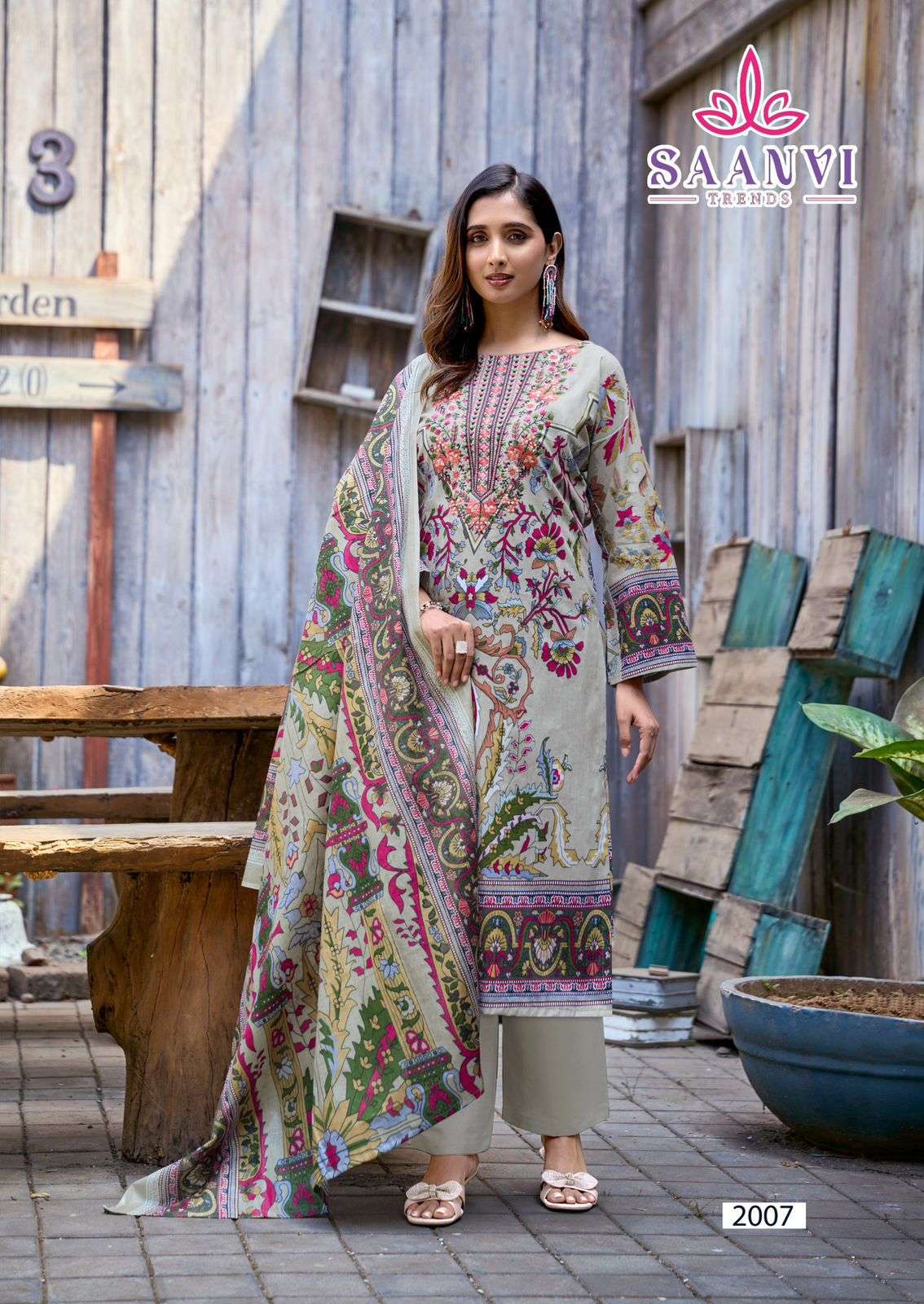 SAANVI TRENDS NUSRAT VOL 2 COTTON PRINTED WITH FANCY EMBROIDERY WORK SUIT