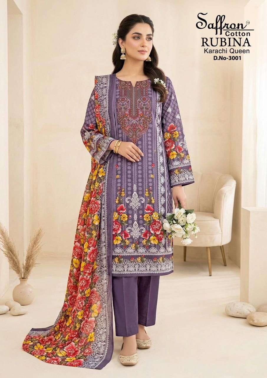 SAFFRON COTTON RUBINA KARACHI QUEEN VOL 3 COTTON DIGITAL PRINTS SALWAR SUIT