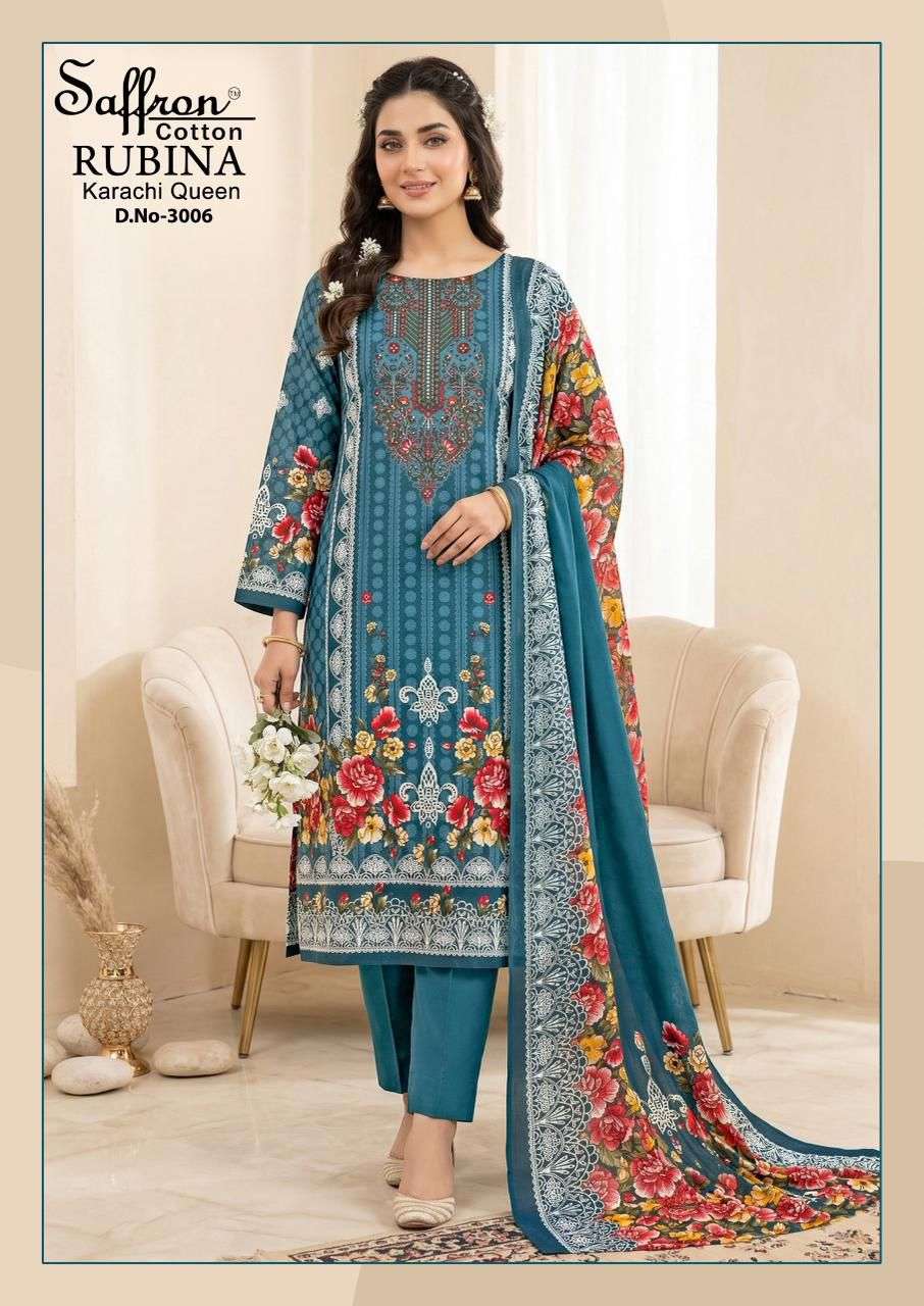 SAFFRON COTTON RUBINA KARACHI QUEEN VOL 3 COTTON DIGITAL PRINTS SALWAR SUIT