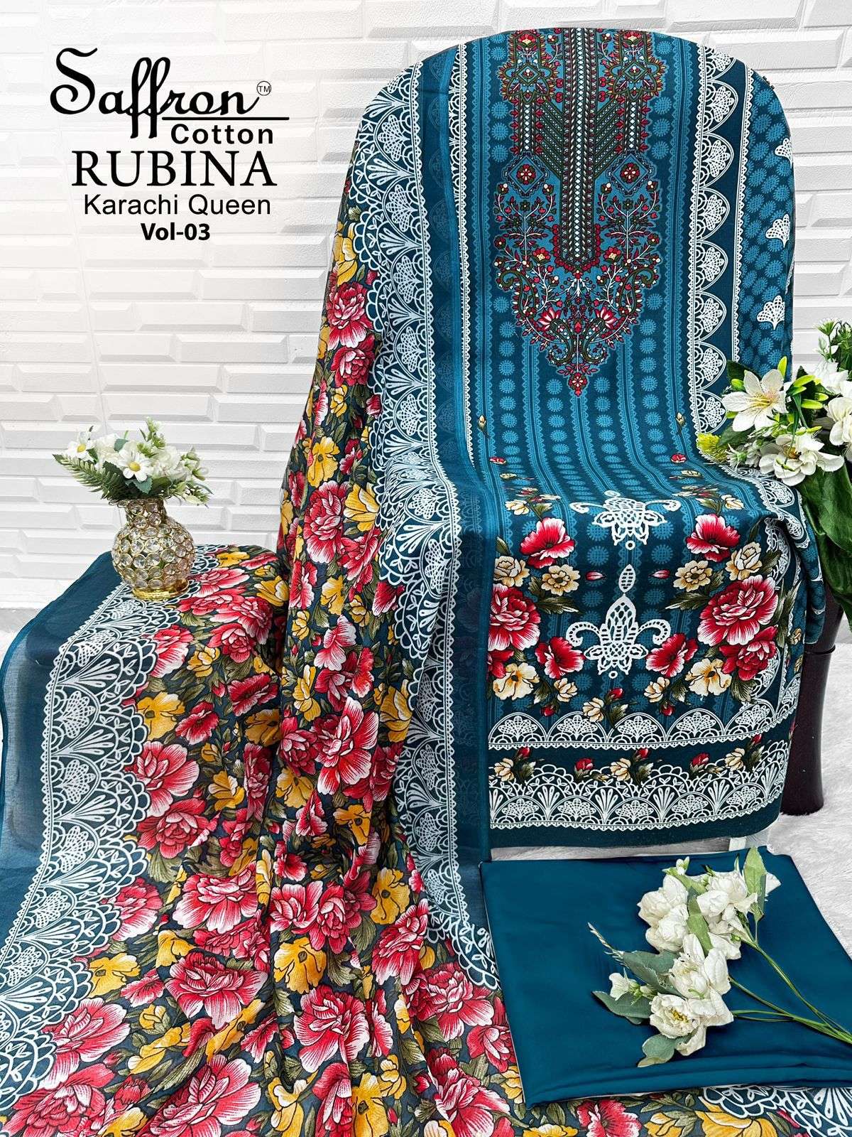 SAFFRON COTTON RUBINA KARACHI QUEEN VOL 3 COTTON DIGITAL PRINTS SALWAR SUIT