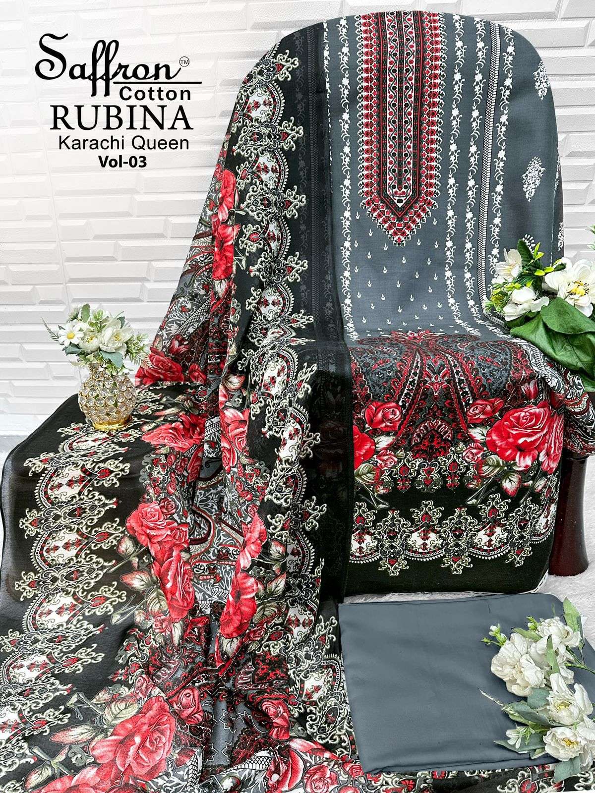SAFFRON COTTON RUBINA KARACHI QUEEN VOL 3 COTTON DIGITAL PRINTS SALWAR SUIT