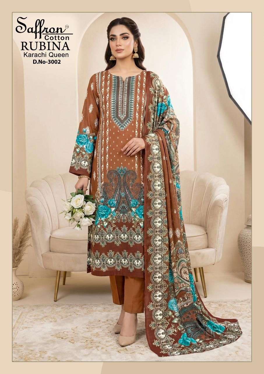 SAFFRON COTTON RUBINA KARACHI QUEEN VOL 3 COTTON DIGITAL PRINTS SALWAR SUIT