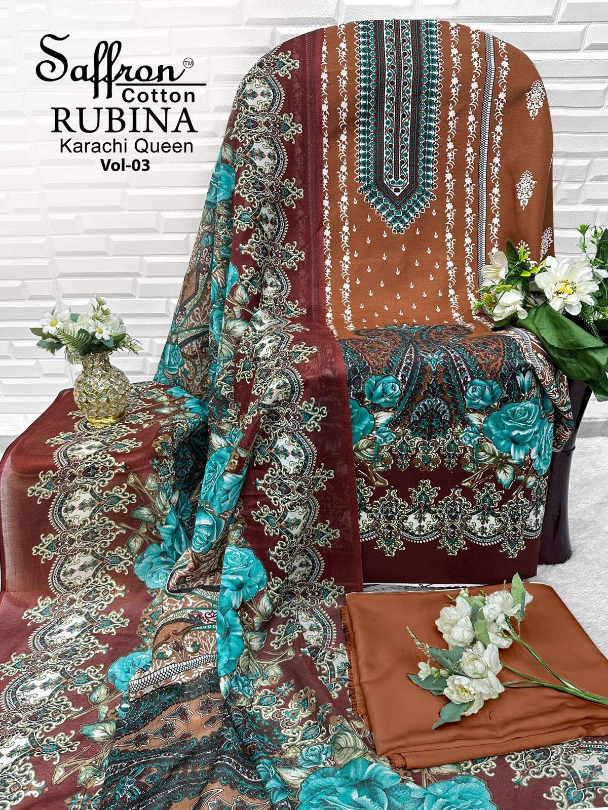 SAFFRON COTTON RUBINA KARACHI QUEEN VOL 3 COTTON DIGITAL PRINTS SALWAR SUIT