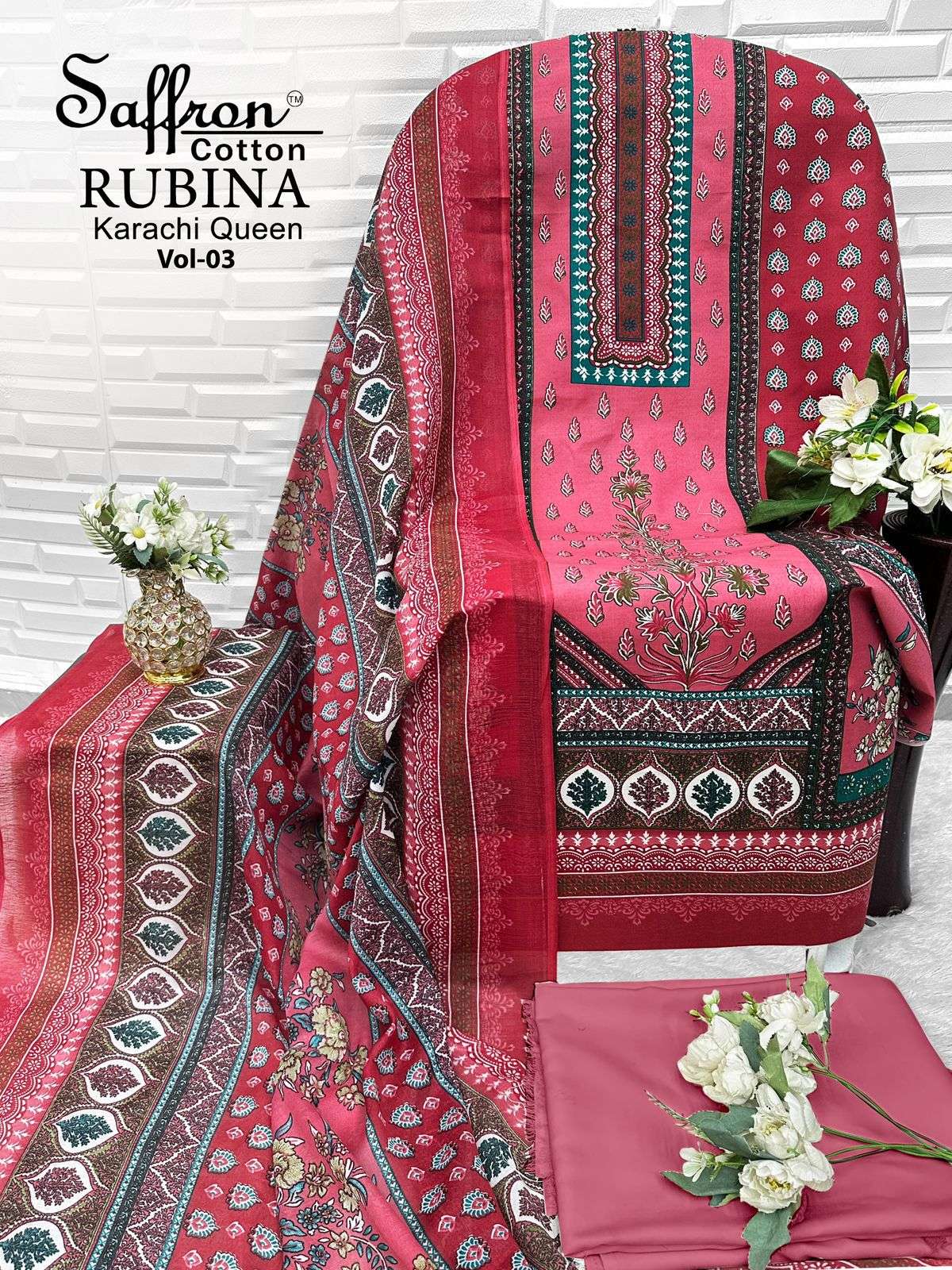 SAFFRON COTTON RUBINA KARACHI QUEEN VOL 3 COTTON DIGITAL PRINTS SALWAR SUIT