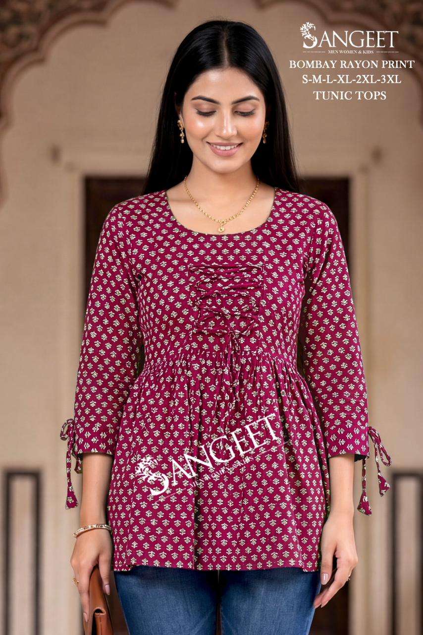 SANGEET PIK AND CHOOSE DESIGN VOL 1 RAYON PRINT FANCY SUMMER WEAR TOP