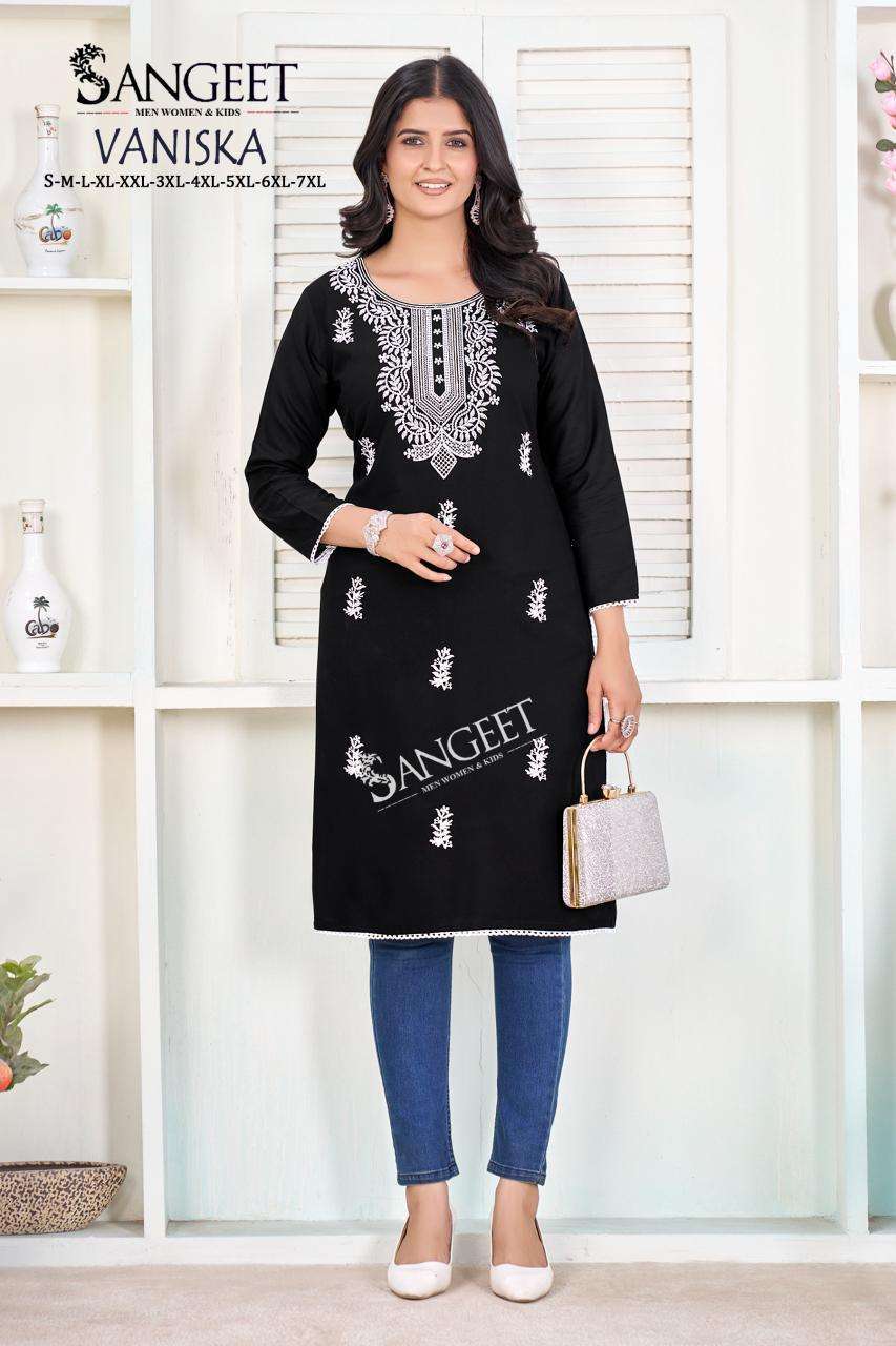 SANGEET VANISKA RAYON FANCY EMBROIDERY WORK LADIES KURTI