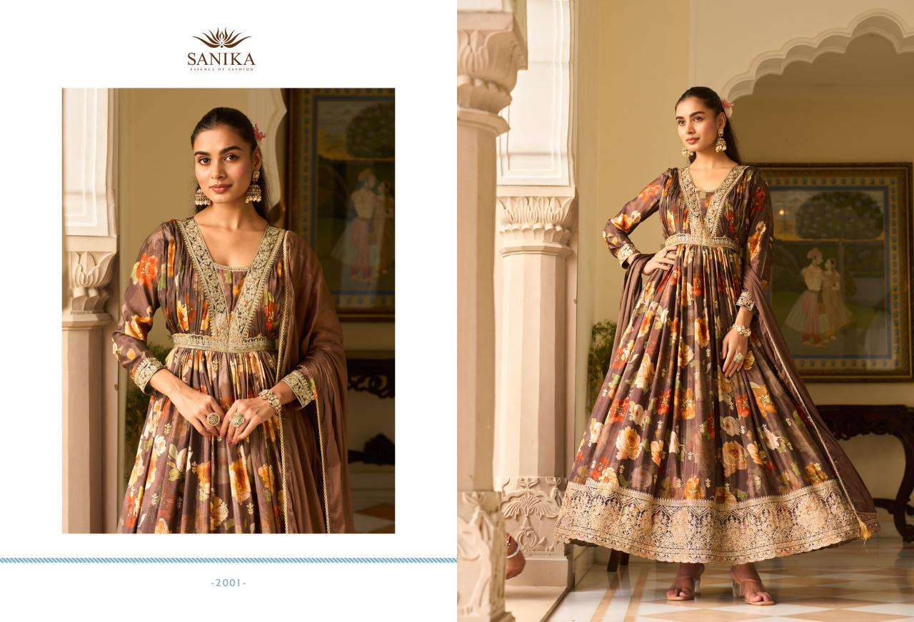 SANIKA FASHION JAGMAG SILK HEAVY DESIGNER PARTY WEAR LADIES GOWN WITH DUPATTA SET