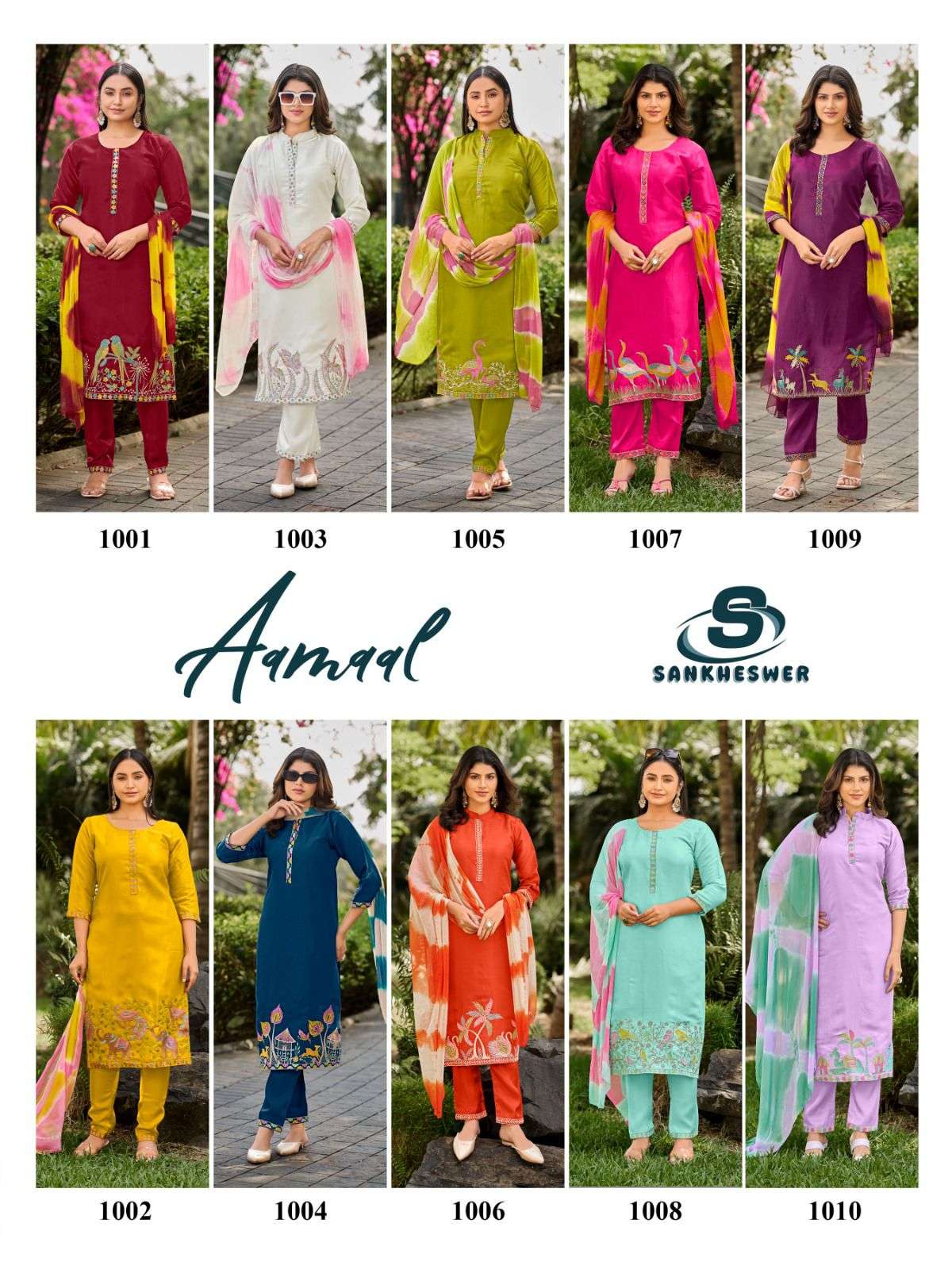 SANKHESWER IMPEX AAMAAL VOL 1 SILK FANCY WORK LADIES 3PCS SET COLLECTION 