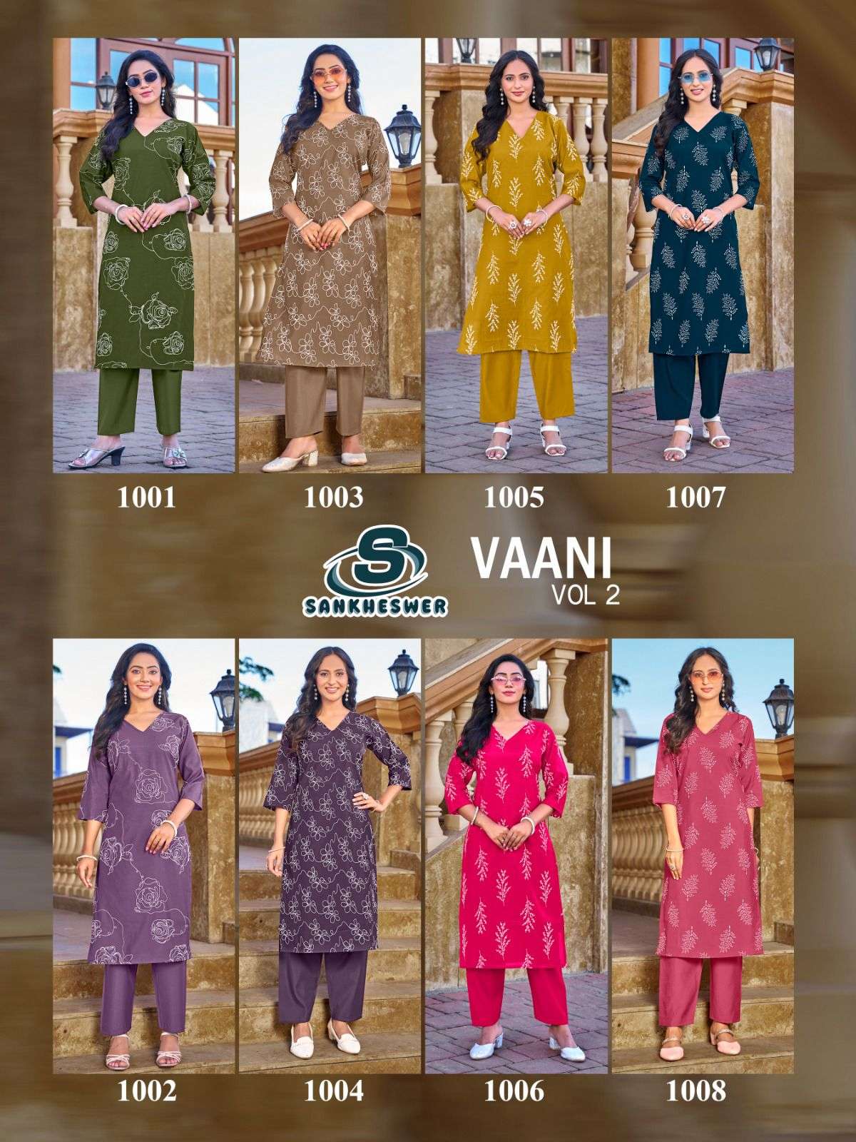 SANKHESWER IMPEX VAANI VOL 1 SILK PRINT KURTI WITH BOTTOM PAIR 