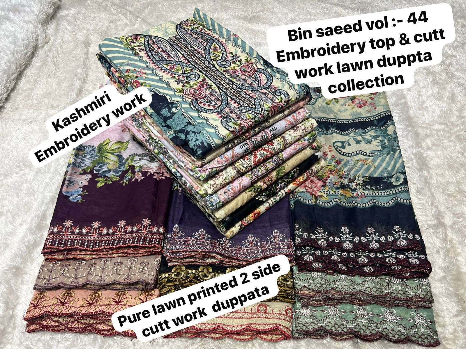 SAPPHIRE BIN SAEED VOL 44 LAWN COTTON PRINTED WITH EMBROIDERY WORK SUIT