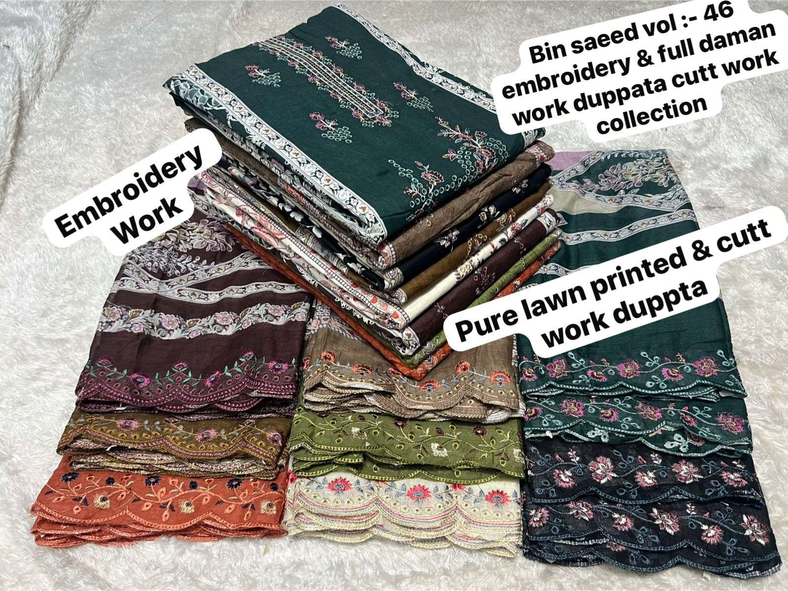 SAPPHIRE BIN SAEED VOL 46 LAWN COTTON PRINTED WITH EMBROIDERY WORK SUIT