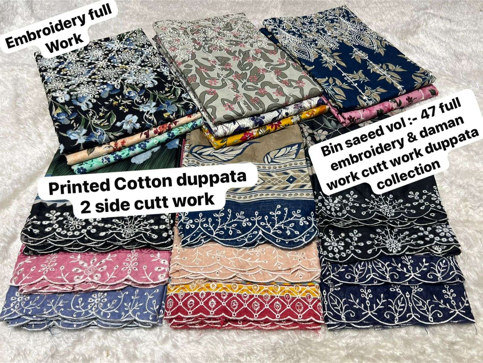 SAPPHIRE BIN SAEED VOL 47 LAWN COTTON PRINTED WITH EMBROIDERY WORK SUIT