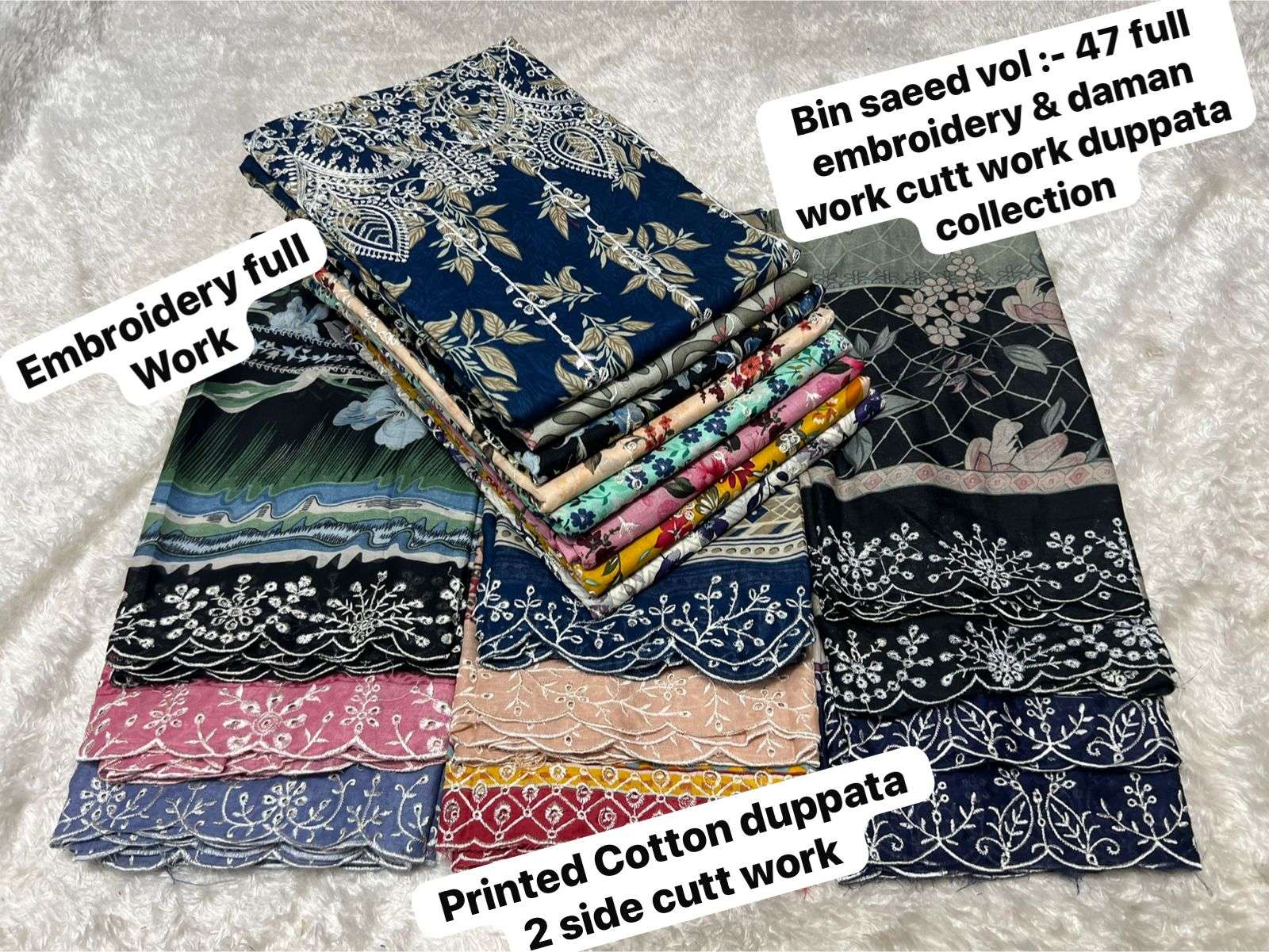SAPPHIRE BIN SAEED VOL 47 LAWN COTTON PRINTED WITH EMBROIDERY WORK SUIT