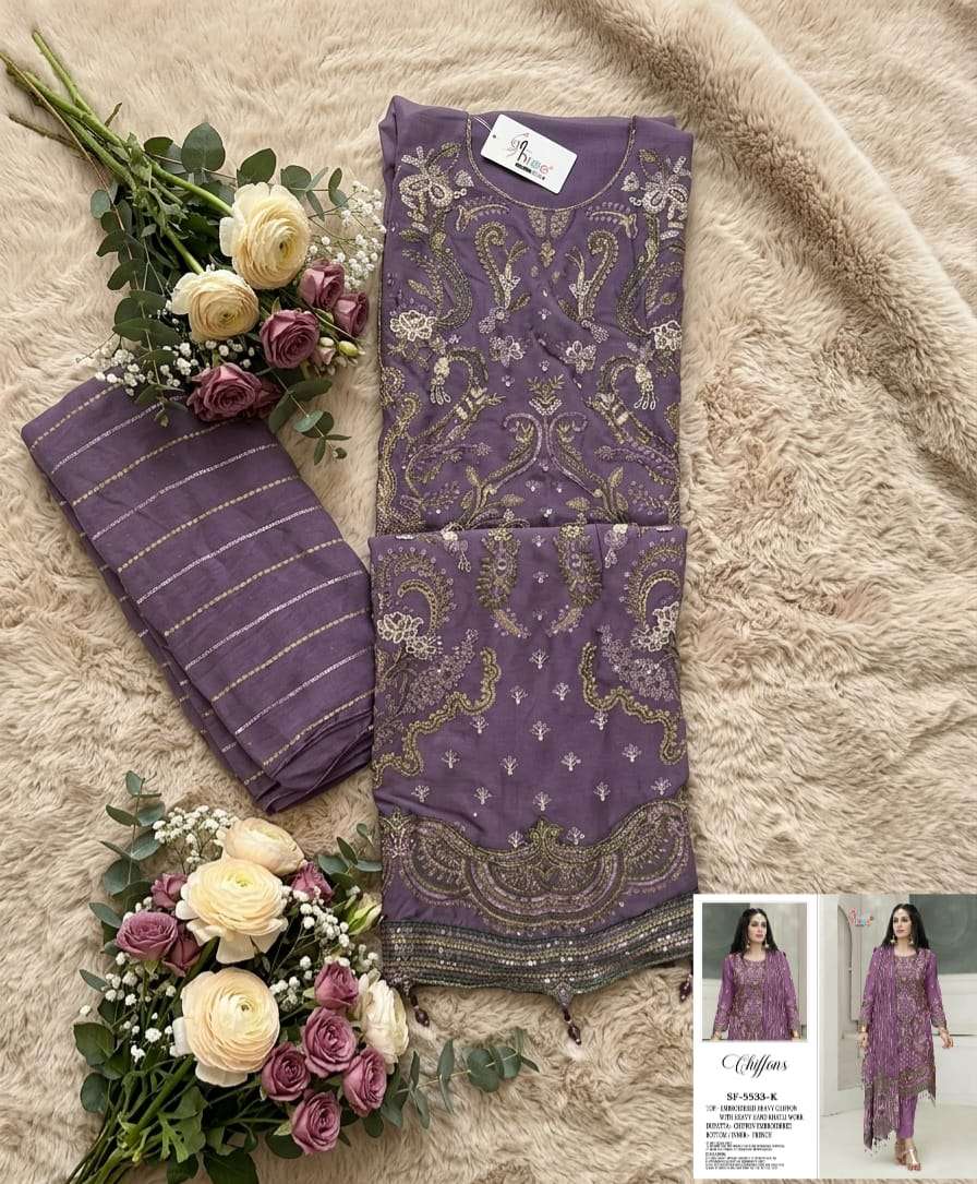 SHREE FABS D NO 5533 HIJK CHIFFON HEAVY EMBROIDERED DESIGNER PAKISTANI SUIT