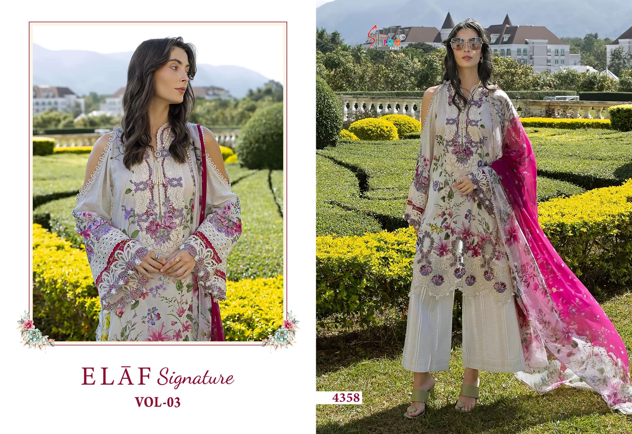 SHREE FABS ELAF SIGNATURE VOL 3  COTTON PRINT WITH PATCH EMBROIDERY WORK SUIT