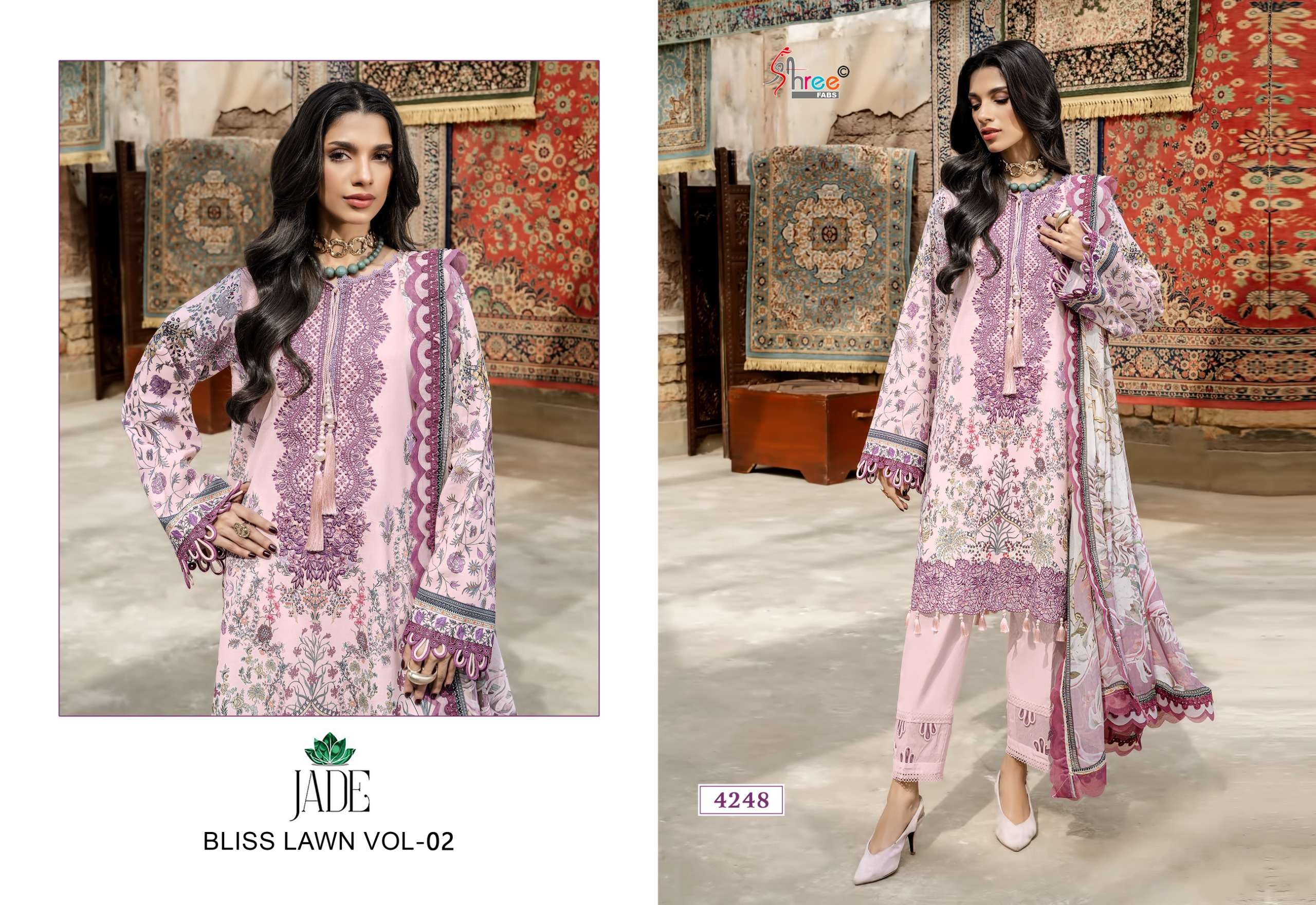 SHREE FABS JADE BLISS LAWN COLLECTION VOL 2 COTTON PATCH EMBROIDERY WORK SALWAR KAMEEZ 