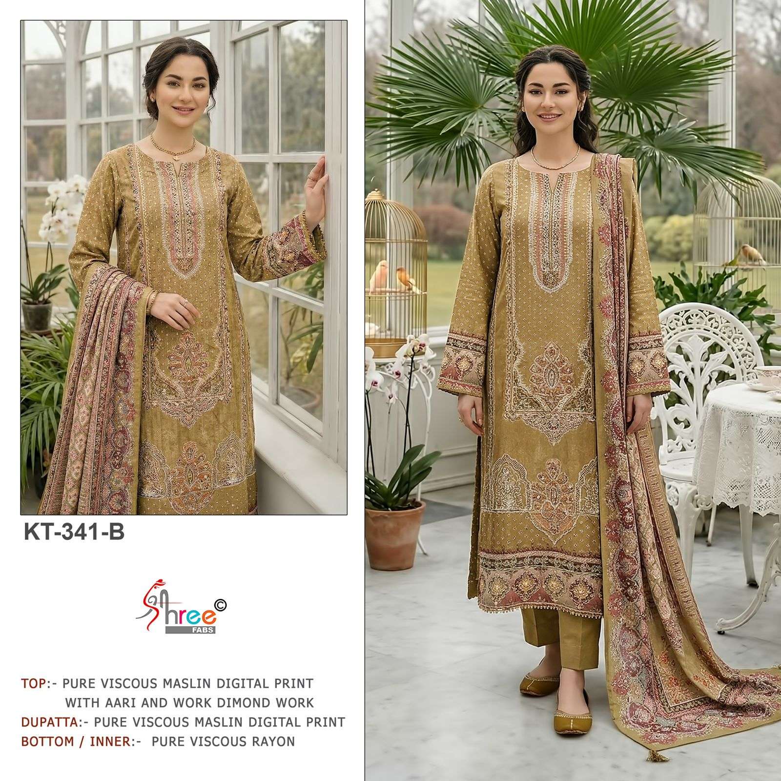 SHREE FABS KT 241 VISCOSE DIGITAL PRINT WITH HAND WORK DESIGNER SUIT