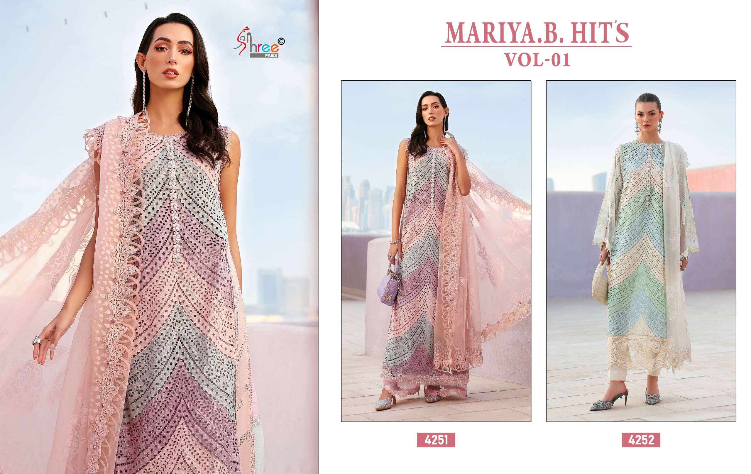 SHREE FABS MARIYA B HITS VOL 1 COTTON HEAVY EMBROIDERY DESIGNER PAKISTANI SUIT