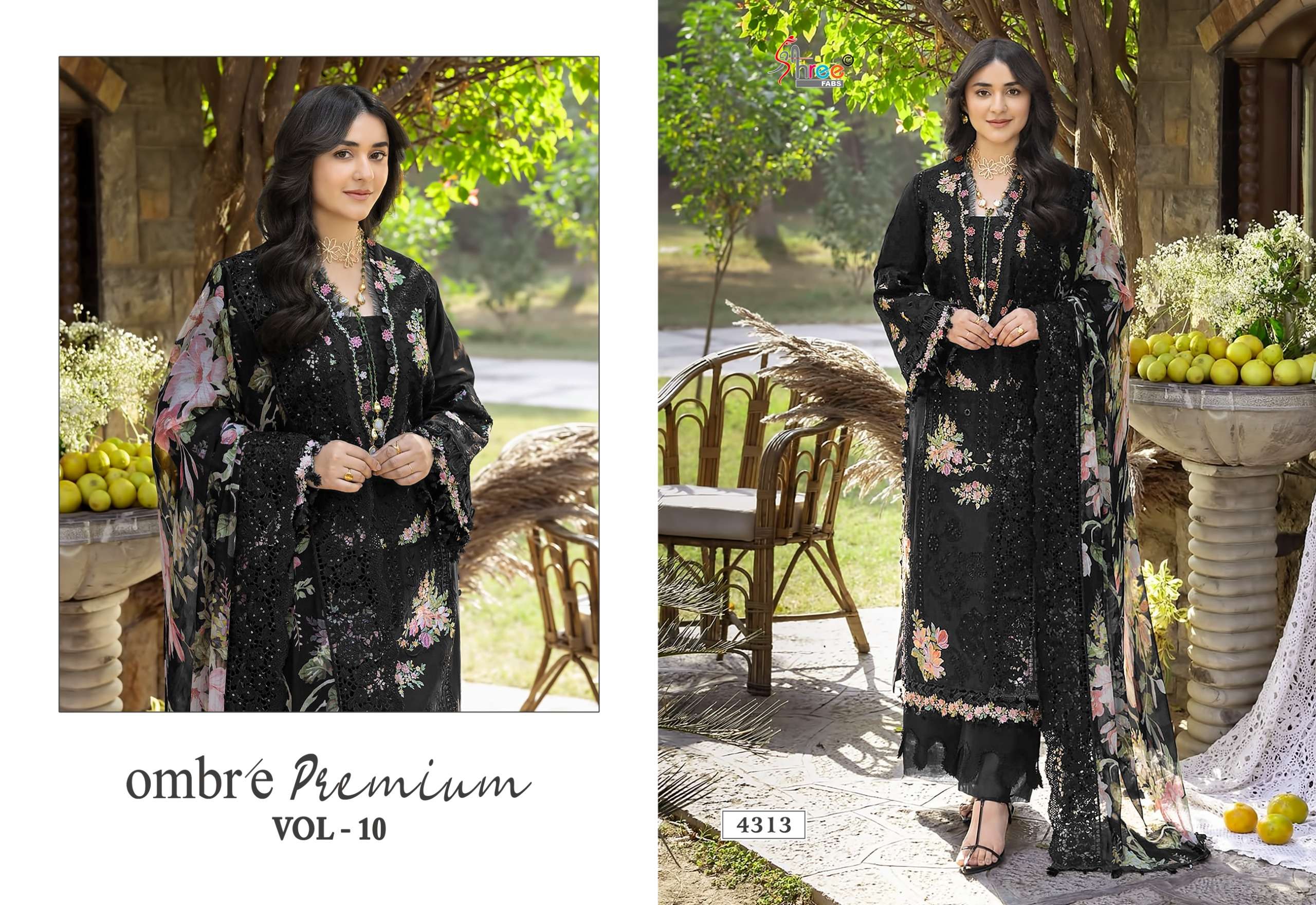 SHREE FABS OMBRE PREMIUM VOL 10 COTTON HEAVY EMBROIDERY DESIGNER WORK PAKISTANI SUIT