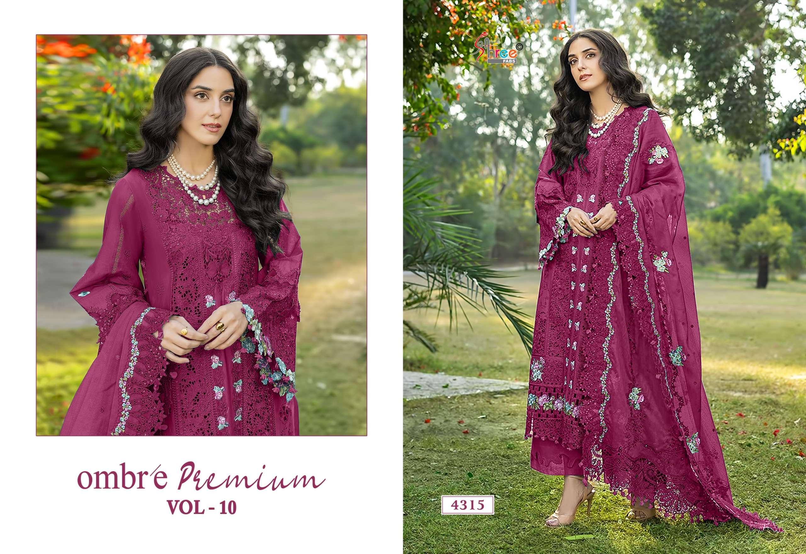 SHREE FABS OMBRE PREMIUM VOL 10 COTTON HEAVY EMBROIDERY DESIGNER WORK PAKISTANI SUIT