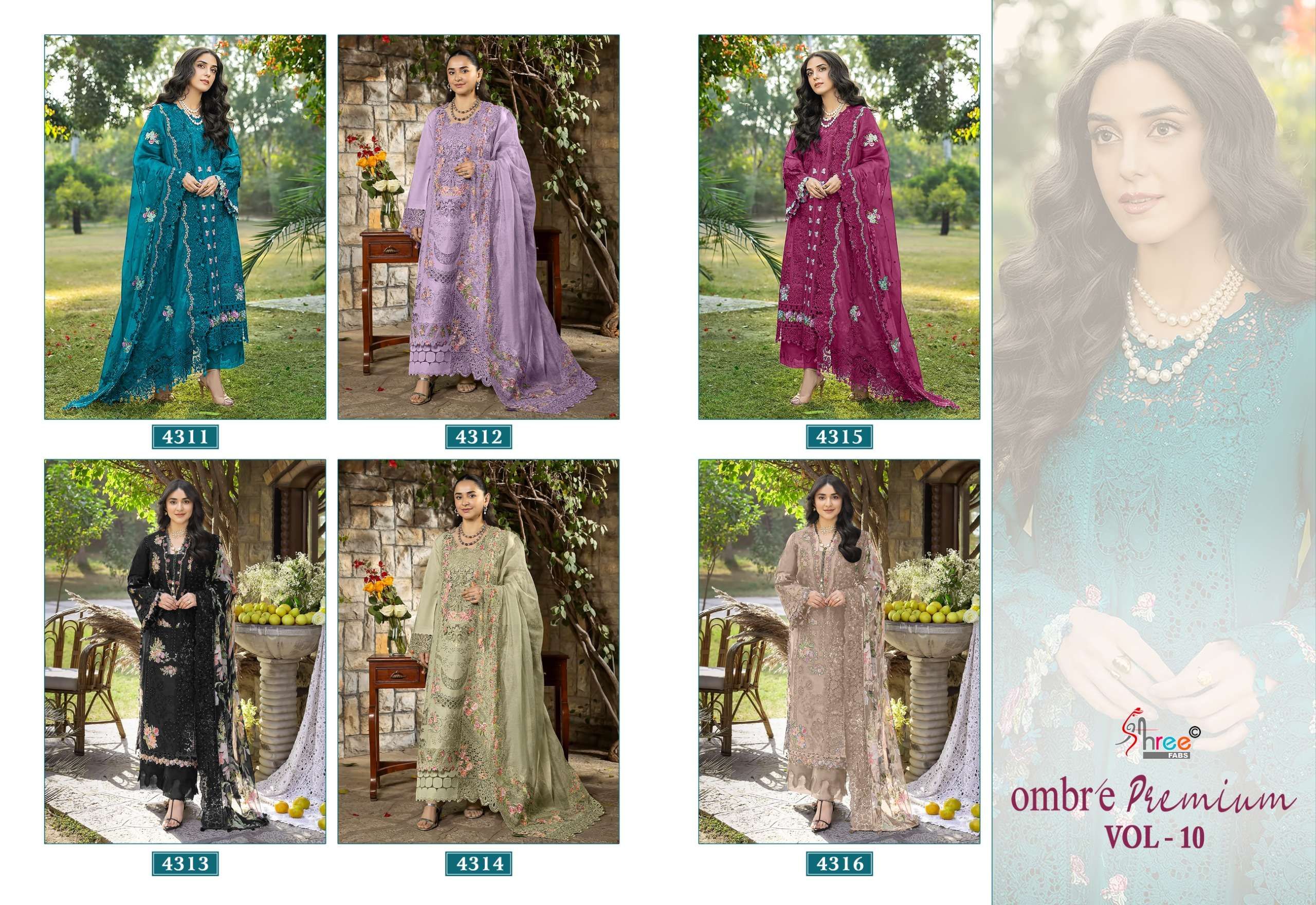 SHREE FABS OMBRE PREMIUM VOL 10 COTTON HEAVY EMBROIDERY DESIGNER WORK PAKISTANI SUIT
