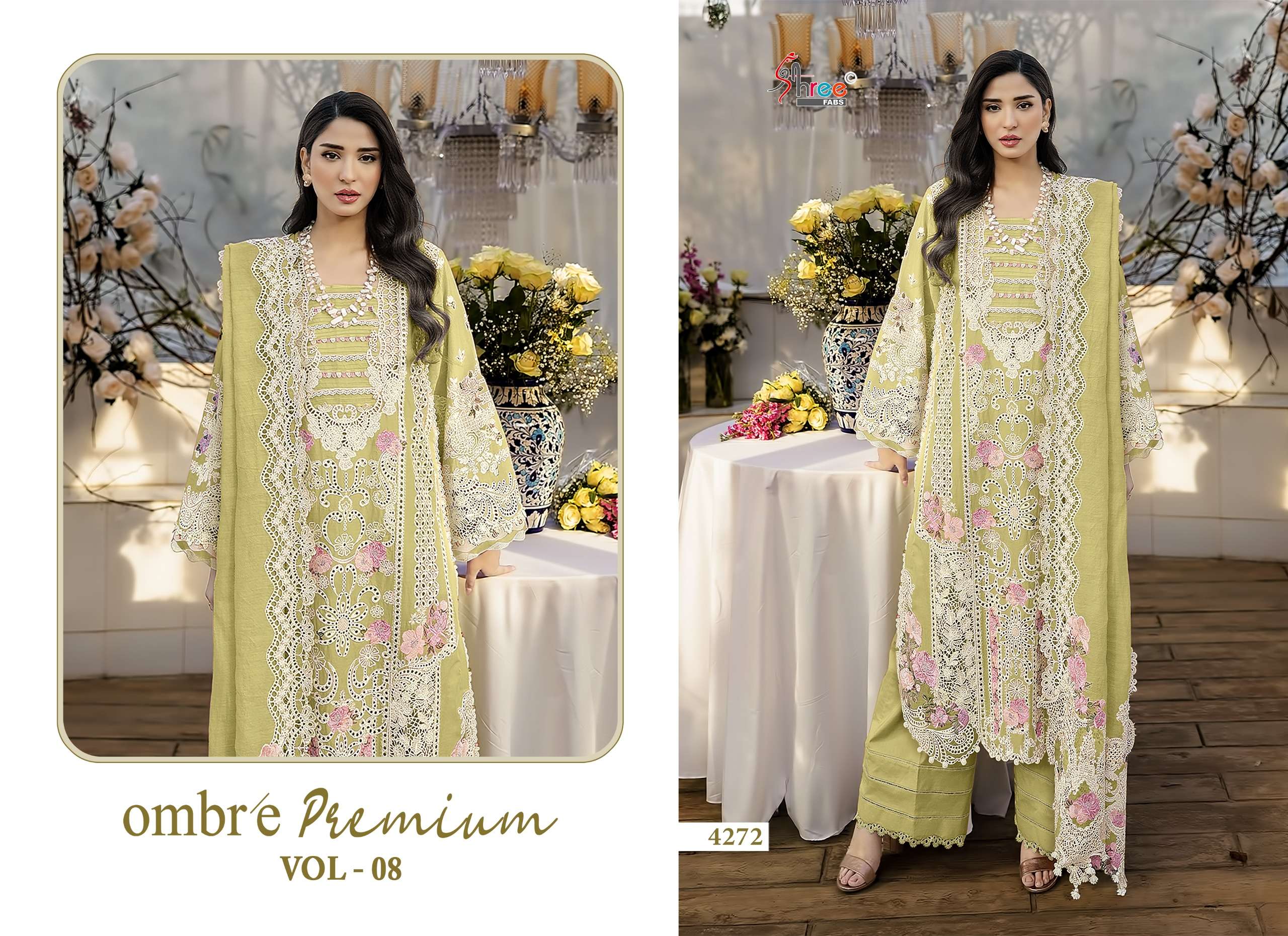 SHREE FABS OMBRE PREMIUM VOL 8 COTTON HEAVY EMBROIDERY DESIGNER SUIT