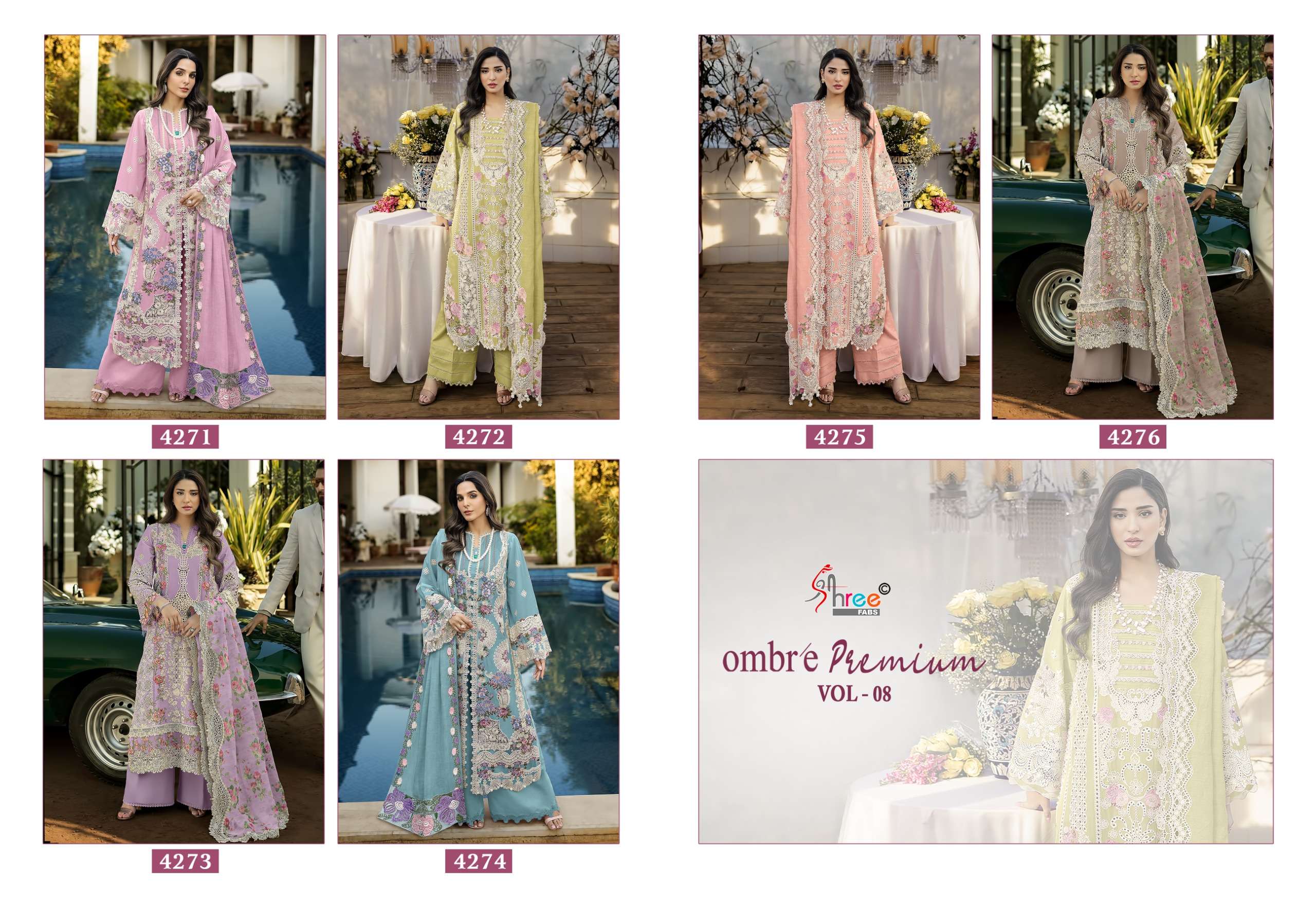 SHREE FABS OMBRE PREMIUM VOL 8 COTTON HEAVY EMBROIDERY DESIGNER SUIT