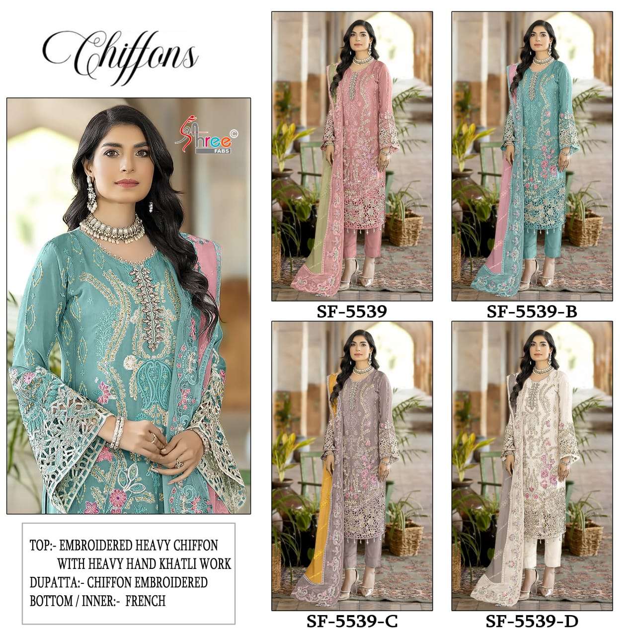 SHREE FABS SF 5539 CHIFFON HEAVY EMBROIDERY DESIGNER SUIT