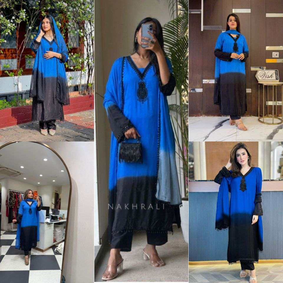 SR 1710 SILK SHADED FABRIC PARTY WEAR LOOK TOP PLAZZO AND DUPATTA SET 
