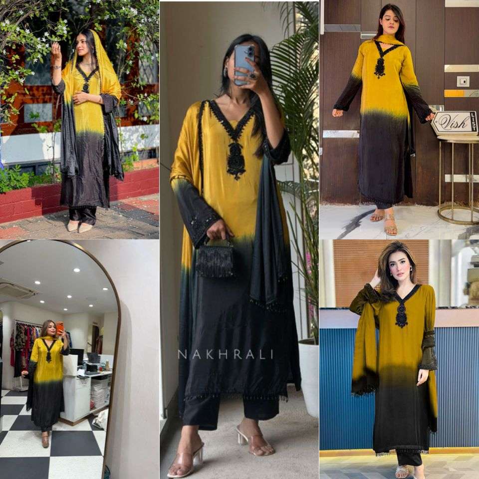SR 1710 SILK SHADED FABRIC PARTY WEAR LOOK TOP PLAZZO AND DUPATTA SET 