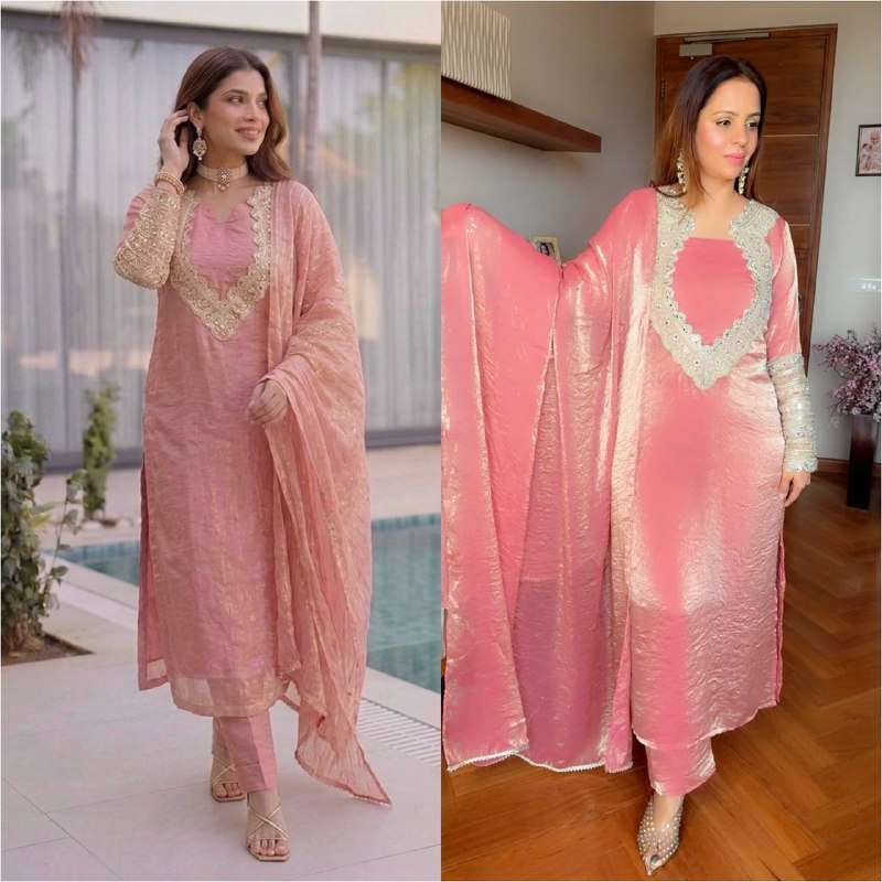 SRK 5346 SILK SEQUENCE EMBROIDERY DESIGNER WORK PARTY WEAR LADIES SUIT 