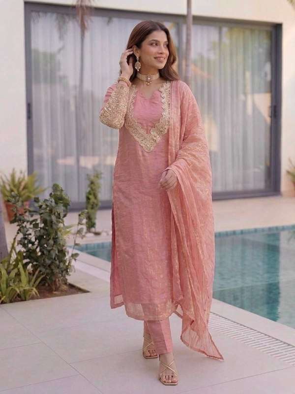 SRK 5346 SILK SEQUENCE EMBROIDERY DESIGNER WORK PARTY WEAR LADIES SUIT 