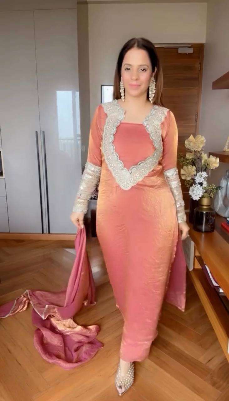 SRK 5346 SILK SEQUENCE EMBROIDERY DESIGNER WORK PARTY WEAR LADIES SUIT 