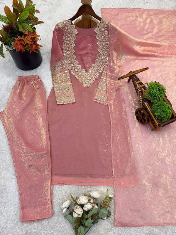 SRK 5346 SILK SEQUENCE EMBROIDERY DESIGNER WORK PARTY WEAR LADIES SUIT 