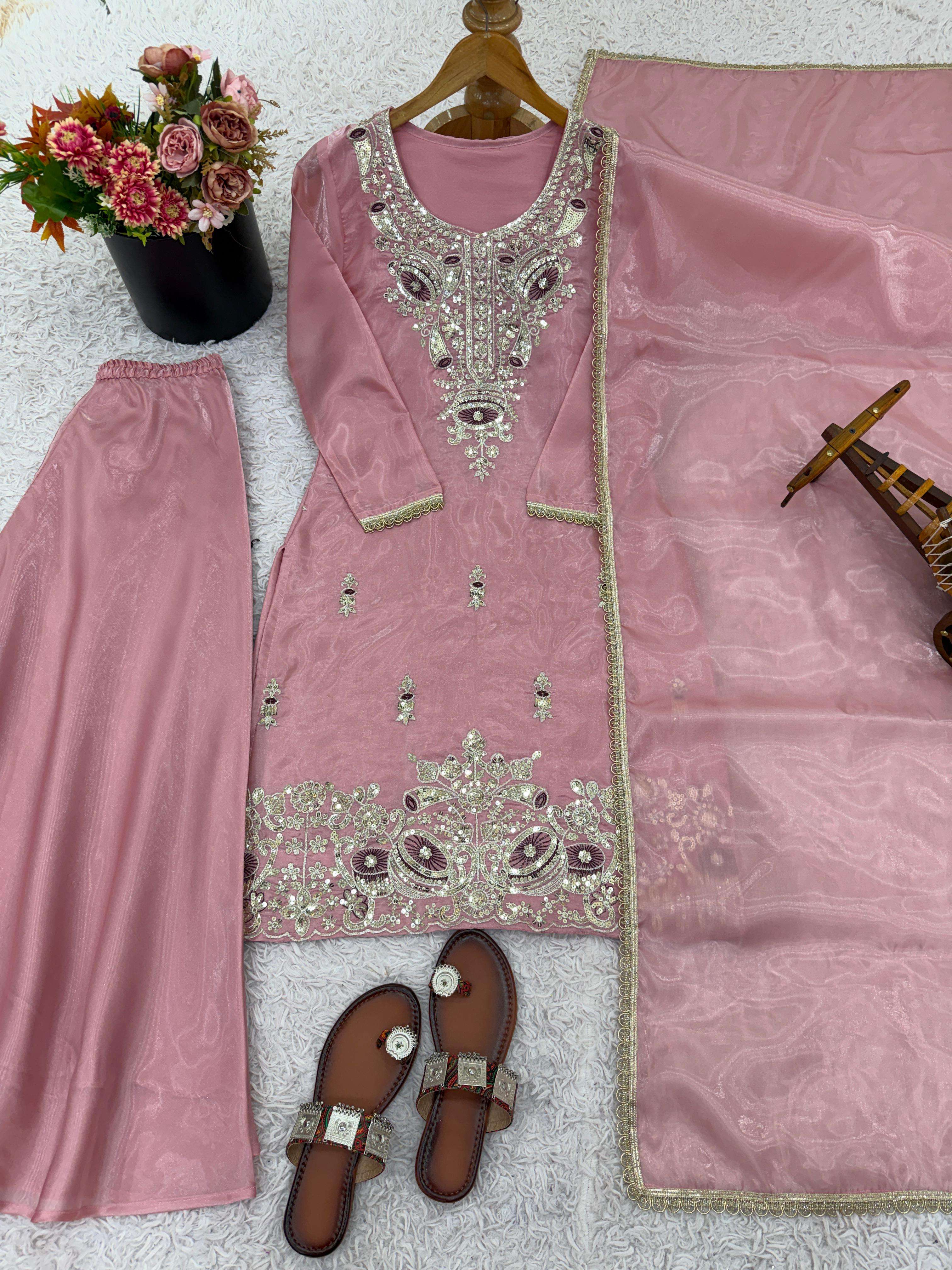 SSR 531 JIMMY CHOO FABRIC BEAUTIFUL DESIGNER LOOK PARTY WEAR LADIES SUIT
